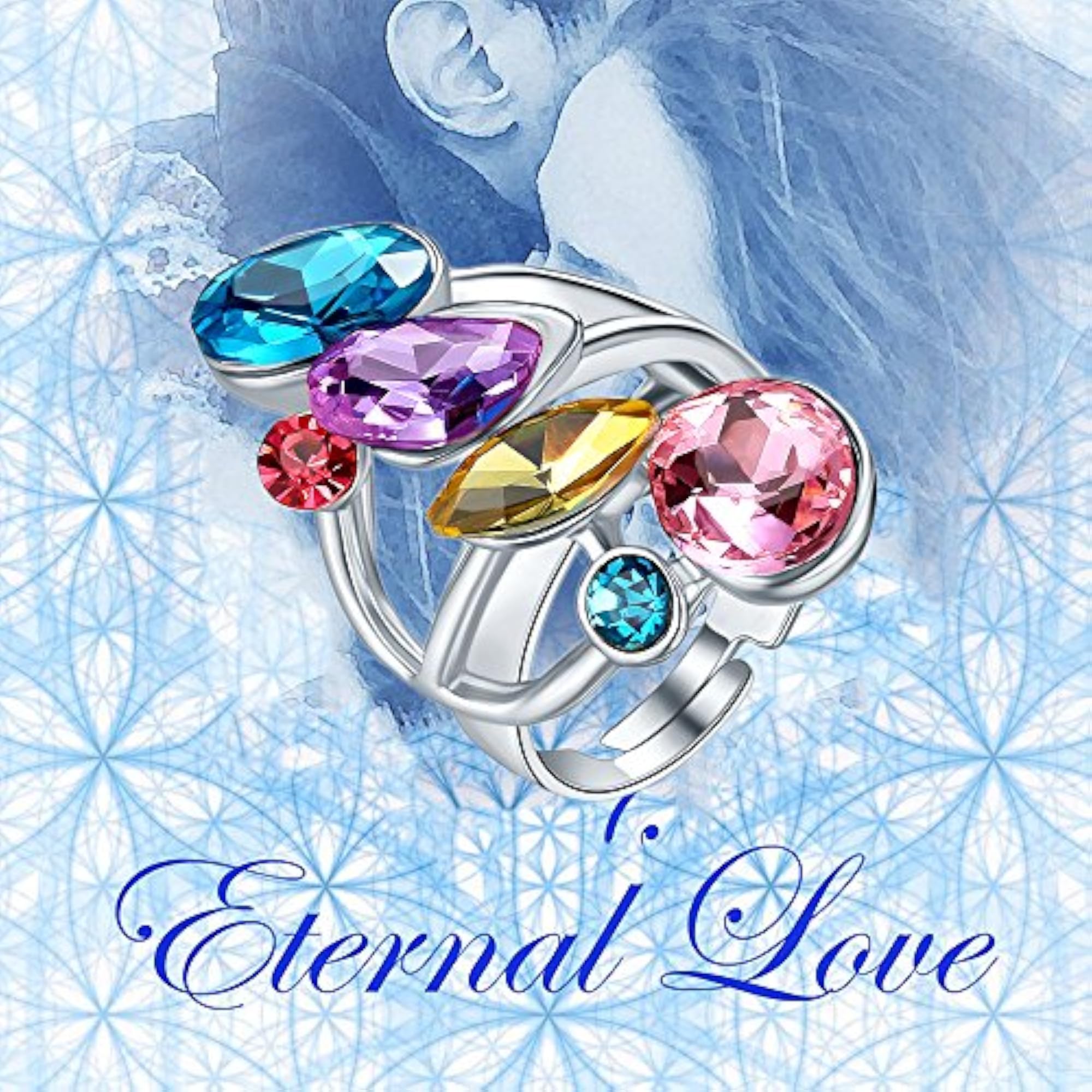Crystal Elements Multicolor Platinum Plated Ring